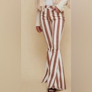 Green and white stripe bell bottoms